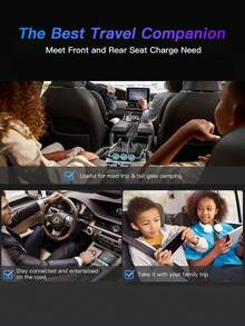 1入組快速充電3端口車充手機充電器,usb打火機轉接器 - 黑色 - 查看 5