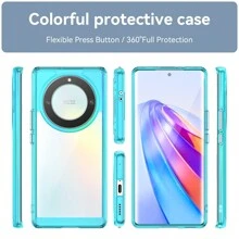 适用于荣耀 90 Pro/90 Lite/80 Pro/80 的全新手机壳，糖果色外观精美，TPU 软橡胶外壳手机壳 - 加厚保护纹理，按键灵敏，手感舒适 - 透明藍 - 查看 2