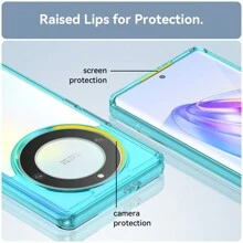 适用于荣耀 90 Pro/90 Lite/80 Pro/80 的全新手机壳，糖果色外观精美，TPU 软橡胶外壳手机壳 - 加厚保护纹理，按键灵敏，手感舒适 - 透明藍 - 查看 6