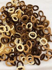 100入組隨機顏色尼龍公主風格彩色髮圈 - 彩色 - 查看 3