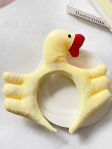 1 件裝卡通可愛女孩風格大嘴天鵝頭帶用於洗臉和日常佩戴髮飾 - 黃色 - 查看 2