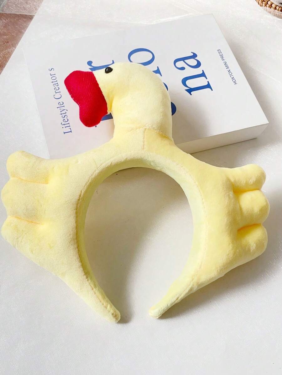 1 件裝卡通可愛女孩風格大嘴天鵝頭帶用於洗臉和日常佩戴髮飾 - 黃色 - 查看 1
