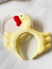 1 件裝卡通可愛女孩風格大嘴天鵝頭帶用於洗臉和日常佩戴髮飾 - 黃色 - 查看 4