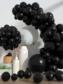 77入組黑色氣球套裝,精選有趣的乳膠氣球和花環,適用於婚禮、生日、新年派對背景裝飾 - 黑色 - 查看 6