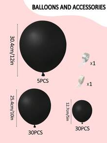 77入組黑色氣球套裝,精選有趣的乳膠氣球和花環,適用於婚禮、生日、新年派對背景裝飾 - 黑色 - 查看 2