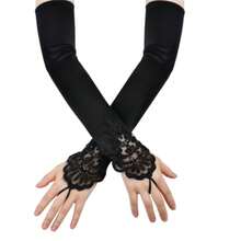 6pcs 1920'S Style Accessories With Fan Gloves  Necklace Bracelet Headband Earrings Cigarette Rod For Halloween Masquerade - Black - View 4