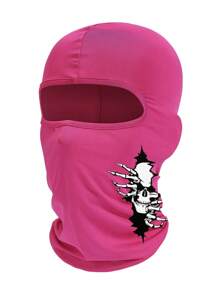 1入組女式骷髏印花摩托滑雪面罩帽,適用於騎車/騎行的頸部保暖及防曬圍巾帽,日常使用 - 玫紅色 - 查看 1