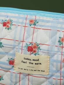 1只大容量棉布卡通花紋收納袋,可愛便攜式化妝袋,適合旅行使用 - 彩色 - 查看 5