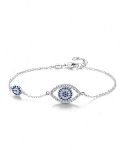 Kaletine 1 Peça Pulseira em Prata Esterlina 925 com Formato de Olho, Acessório Diário Fashionável, Delicado e Versátil