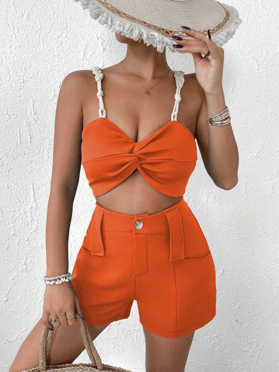 Conjunto Feminino, 2 Peças, Delicado, Moderno, Elegante, Social, Casual, Nova Coleção Envio Nacional, ADD MODA FEMININA EIRELI - Laranja - Visão 1
