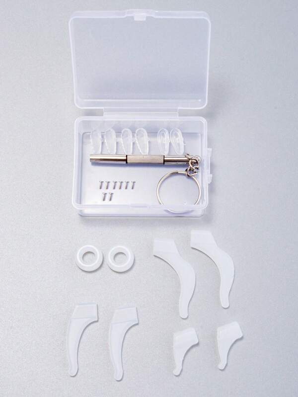 1 Unidade/kit De Manutenção Estojo Para Óculos, Kit De Reparo De Óculos Prático E Conveniente Com Protetores De Nariz, Chave De Fenda, Capas Antiderrapantes E Caixa De Armazenamento