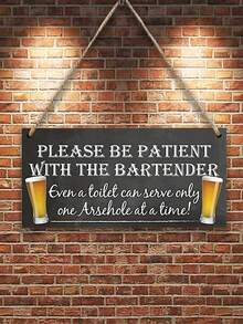 1入嚴選材料製作的調酒師有趣掛飾娛樂酒吧酒類禮物掛牌工藝標籤,裝飾性木製標誌,家居裝飾 - 彩色 - 查看 2