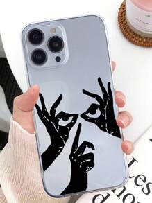 1入透明TPU軟殼，創意繪製眼睛圖案和大孔設計，適用於iPhone - 彩色 - 查看 3