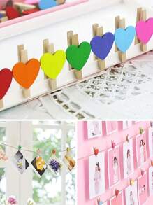 50pcs Mini Wooden Heart Shaped Clothespins, 1.2 Inch Clip Style Photo Holder, For Wall, Wedding, Party, Photography Decoration, Postcard Peg And Home Use - Blue - View 6