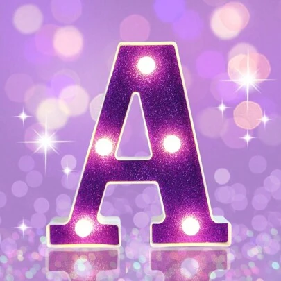 1PC Purple Glitter Luminous Letter Light Box With 26 Letters And Characters, Desk Decoration Light, Proposal Birthday Party Atmosphere Light