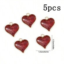5 件/30 件闪光珐琅心形吊坠，适用于珠宝制作、DIY 手链项链配件 - 彩色 - 查看 8