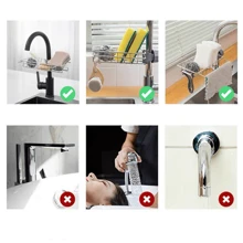Estante para grifo de acero inoxidable grifo estante de almacenaje organizador cocina baño resistente anti oxidante multiusos fácil instalar presentación compacta maximiza espacio accesorios limpio - Negro - Ver 2
