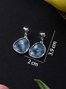 1套2入組復古彩色搪瓷幾何橢圓形中空鋅合金珠寶套裝,包括項鍊和耳環,適合女性,適用於復古派對 - 幾何 - 查看 7