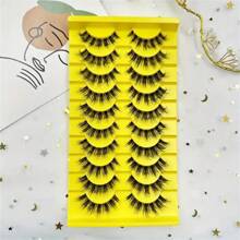 10 Pairs Lashes With Clear Band Fluffy Thick False Lashes Natural Look False Eyelashes Pack Wispy Eyelashes Curly 3D Makeup Eyelashes For Daily Party Wear - Fluffy Lashes - View 3