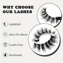 10 Pairs Lashes With Clear Band Fluffy Thick False Lashes Natural Look False Eyelashes Pack Wispy Eyelashes Curly 3D Makeup Eyelashes For Daily Party Wear - Fluffy Lashes - View 4