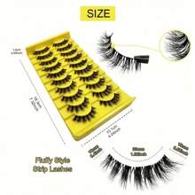 10 Pairs Lashes With Clear Band Fluffy Thick False Lashes Natural Look False Eyelashes Pack Wispy Eyelashes Curly 3D Makeup Eyelashes For Daily Party Wear - Fluffy Lashes - View 2