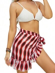 Comfortable Beach Sarong Skirt, Adjustable Women's Beach Sarongs - Red - View 5