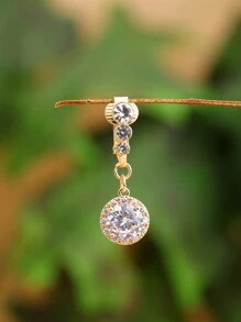 1 Anillo De Ombligo Sin Perforación Con Circonita Cúbica Grande De 8 Mm Y 3 Diamantes De Imitación Para Uso Diario De Mujer