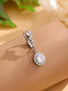 1 Anillo De Ombligo Sin Perforación Con Circonita Cúbica Grande De 8 Mm Y 3 Diamantes De Imitación Para Uso Diario De Mujer