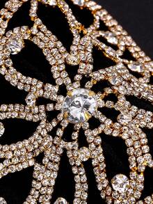 1pc Silver-Color Floral Design Rhinestone Black Lace Thong Body Chain For Beaches Or Sexy Looks - Gold - View 4