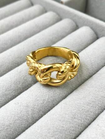 1pc Fashionable & Exquisite Vintage Lock Buckle Shaped Creative Design Made By Gold-Plated Stainless Steel For Daily Wear And Festival Gift Giving (Suitable For Women)