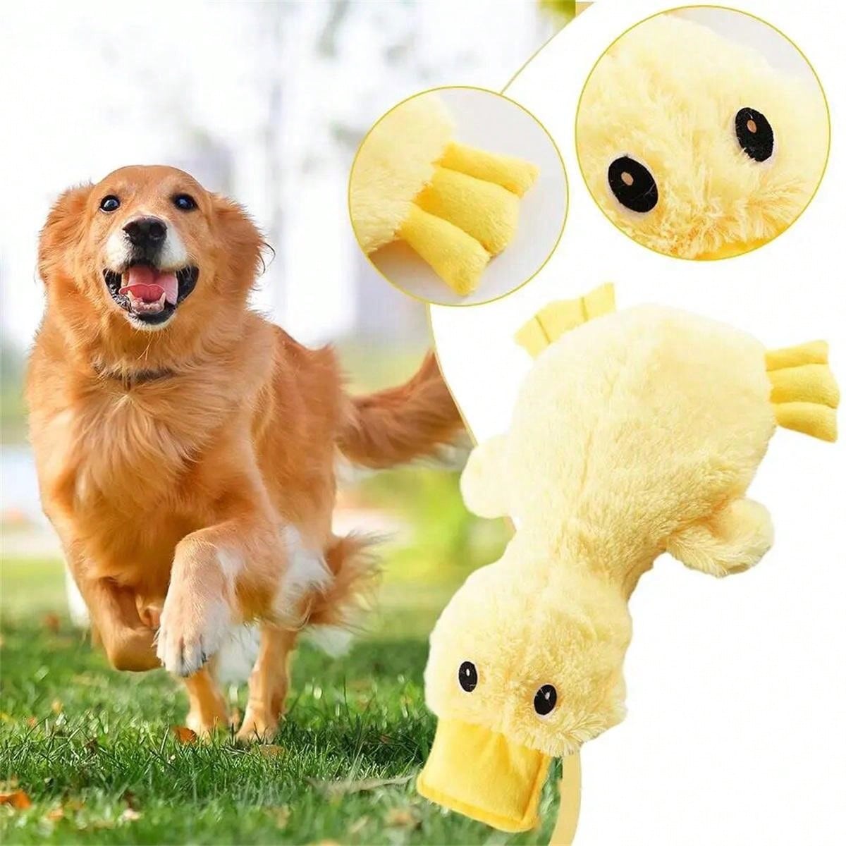 1pc 38cm Cute Plush Yellow Duck Chew Toy For Dogs With Sound Maker And