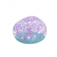 Sillón Inflable Silla Infantil Transparente Glitter Puff de Aire Diseño Brillos Puff Inflable - Morado Violeta - Ver 1