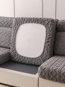 1pc Plush Jacquard Universal Elastic Sofa Seat Cover, Modern Style Slip Resistant Sofa Cover, Suitable For L-Shape & 1/2/3/4 Seater Sofas - Dark Grey - View 5