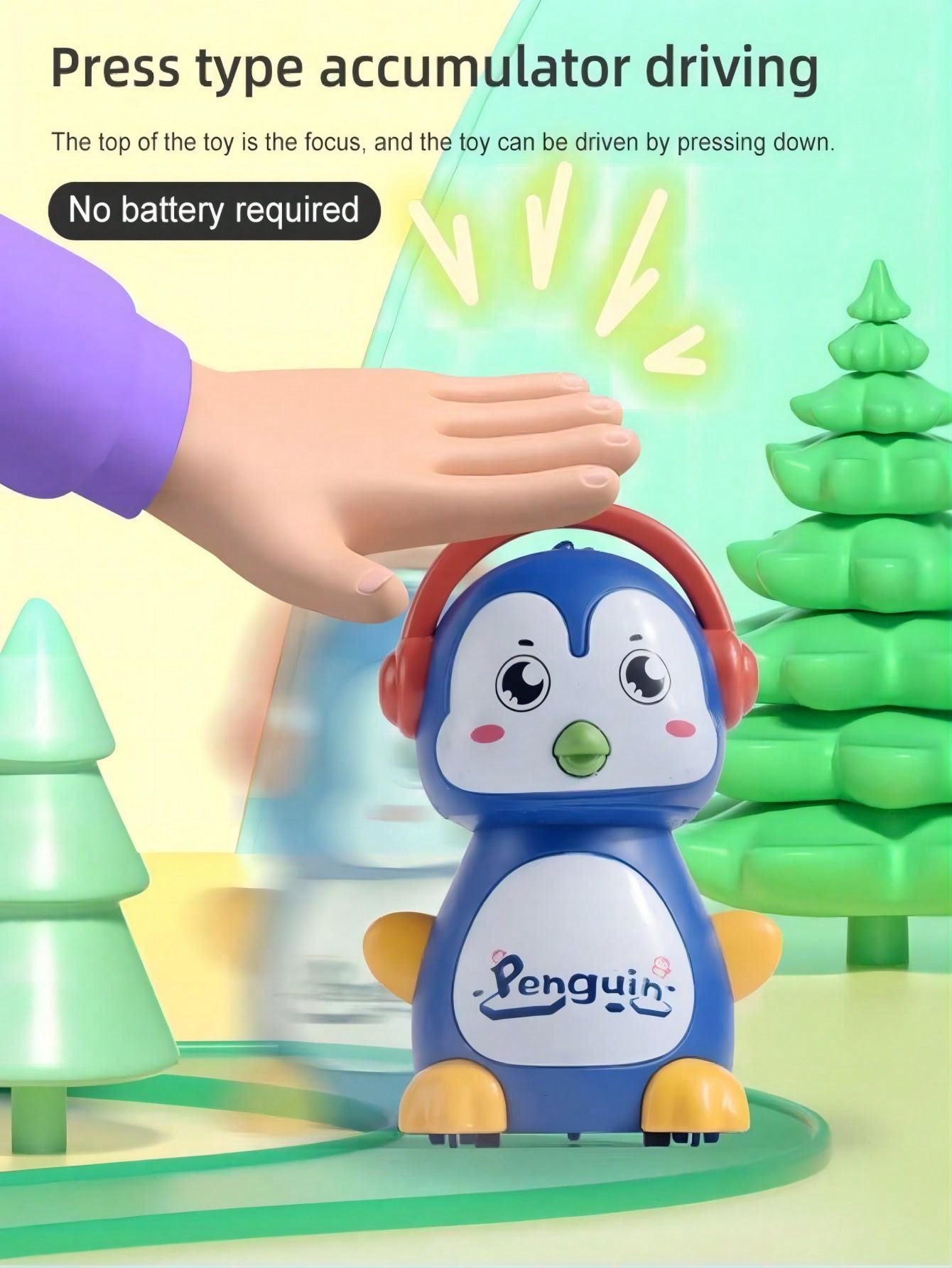 Penguin Yellow Puzzle Companion Walking Gift Stunt Pull Back Car Jump