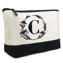 字母c為主題的化妝袋,是女性送給母親、老師、朋友等獨特的生日禮物,帶有內袋和化妝品袋子 - 黑與白 - 查看 1