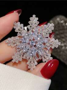 Broche De Cobre Com Design De Flocos De Neve Branco De Zircônia Cúbica Brilhantes, Estilo Minimalista Para Lapela De Terno Feminino, Presente De Férias Para Casais