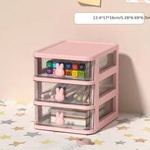 1pc Desk Storage Box Stationery Drawer Pen Holder Organizer For Dormitory, Office - Pink - View 6
