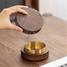1pc Walnut Wood Covered Stainless Steel Inner Ashtray, High-End Car Ashtray, Office Ashtray, Home Ashtray - Multicolor - View 4