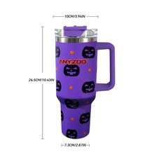 1pc 40oz/1200ml Cute Halloween Themed Handled Insulated Cup, V1.0 - Purple - View 2