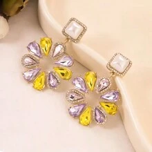 1-3件法式清新简约仿珍珠花项链耳环配饰水晶雏菊花串珠锁骨链适合春季出游服饰配饰 - 套裝 - 查看 9