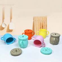 2入組綠色兒童訓練飲水杯 200ml雙把手防摔防燙矽膠吸管杯 - 綠色 - 查看 2