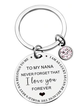 Street 1pc To My Nana Stainless Steel Engraved Keychain Mother's Day Gift For Grandma, Birthday Gift, Gift, Family Gathering Present Valentine's Day Valentines Car Accessories Bag Charm School Cute Goth Y2k