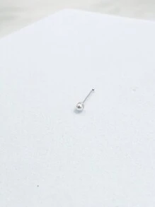 1pc 925 Sterling Silver 2mm Nose Stud Bone Tiny Nostril Piercing Jewelry - Silver - View 4