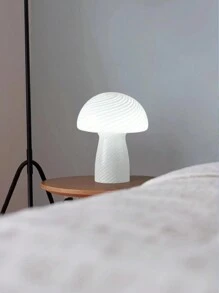 1只usb供電北歐風格玻璃蘑菇桌燈,現代極簡風格,適用於餐廳、臥室、床頭裝飾照明 - 白色 - 查看 3