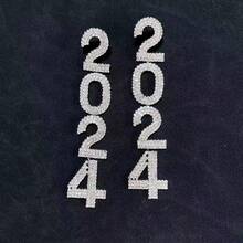 2024年新款耳環,歐美風格時尚鑲嵌水晶耳坠,工廠批發