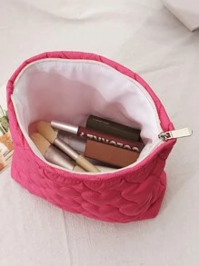 1 pezzo Borsetta a forma di cuore imbottita con inserto rimovibile, custodia per cosmetici, prodotti per la cura della pelle, necessaire per il trucco, borsa da viaggio per donna, idea regalo per mamma, compleanno, amiche, insegnanti, decorazione per casa, bagno, camera da letto, organizer per gioielli, oli per le labbra, smalti, organizer per il trucco