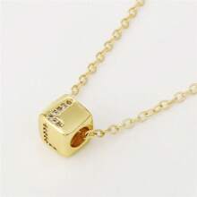 A Fashionable And Versatile Women's Pendant Necklace With 26 English Letters Copper Plated Gold Micro Inlay Zirconia Three-Dimensional Dice Block Assembly Pendant Collarbone Chain - Gold - View 20