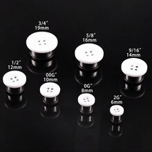 2入組時尚不銹鋼鈕扣耳塞計量器,女性3/4英寸19mm耳垂擴張器耳環穿刺飾品 - Button - 查看 23
