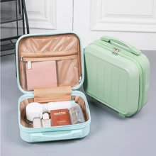 便携式悬挂化妆包，折叠多层盥洗包，完美的旅行化妆收纳包行李箱，适合旅行度假蜜月游轮返校，适合男女学生学校包，学校配件学校用品 - 綠色 - 查看 7
