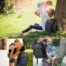 Baby Changing Bag Diaper Nappy Rucksack Backpack With Insulated Pockets Multi-Function Water Resistant Travel For Mom And Dad - Black - View 8
